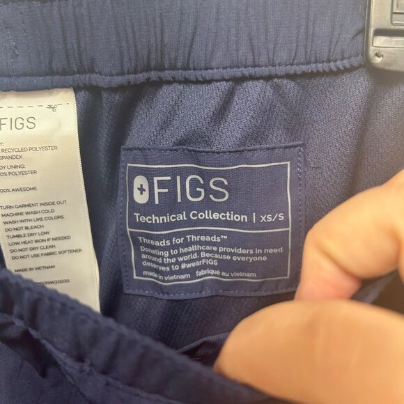 Figs Technical Collection Navy Blue Scrub Pants XS/S Elastic Waist Drawstring Po - Picture 2 of 11